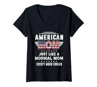 Donna American Mom Just Like Normal Mom Except Much Cooler Mothers Maglietta con Collo a V
