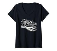 Donna American Muscle Car Retro Vintage Classic anni '60 '70 Amante delle auto Maglietta con Collo a V