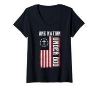 Donna American One Nation Under God 4 luglio Uomini Donne Bambini Maglietta con Collo a V