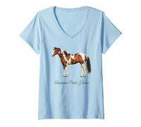 Donna American Paint Horse Bella Equestre Maglietta con Collo a V