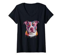 Donna American Pit Bull Terrier Pittie APBT Maglietta con Collo a V