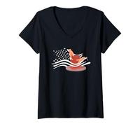 Donna American Pottery Passion con Argilla Lavorata a Mano Maglietta con Collo a V