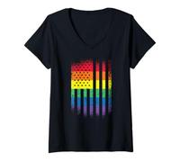 Donna American Pride Flag Design Maglietta con Collo a V