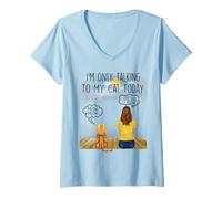 Donna American Shorthair Cat I'm Only Talking To My Cat Today Maglietta con Collo a V