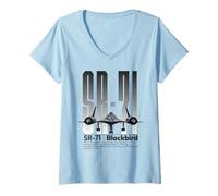 Donna American SR71 Blackbird - Aereo Spia Militare Aviazione Artistica Maglietta con Collo a V
