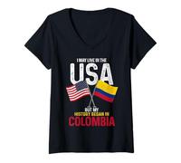 Donna Americano colombiano La mia storia è iniziata in Colombia Pride Maglietta con Collo a V