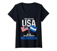 Donna Americano nicaraguense La mia storia è iniziata in Nicaragua Pride Nica Maglietta con Collo a V