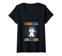 Donna Amici animali divertenti e magici Maglietta con Collo a V