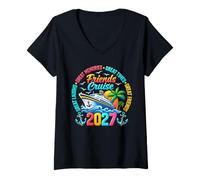 Donna Amici Crociera 2027 Viaggio di Vacanza Crociera Amici Uomini Donne Maglietta con Collo a V