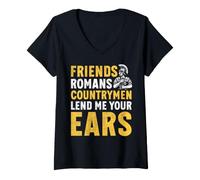 Donna Amici Romani Countrymen Lend Me Your Ear Impero Romano Maglietta con Collo a V
