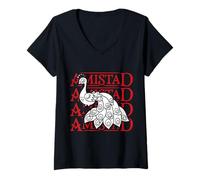 Donna AMISTAD Casa Dell'amicizia Rosso Retro Groovy Sociale AMISTAD Maglietta con Collo a V