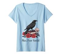 Donna Amleto Shakespeare Gioca Citazione Ahimè, Povero Yorick! Maglietta con Collo a V