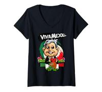 Donna Amlo Viva Mexico Mexican Independence Day Mexican Lele Doll Maglietta con Collo a V