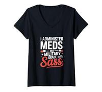 Donna Amministrare medicinali e infermiere di grado militare Sass VA Maglietta con Collo a V