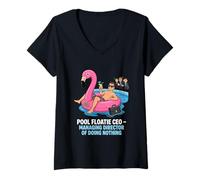 Donna Amministratore delegato di Pool Floatie di Doing Nothing Maglietta con Collo a V