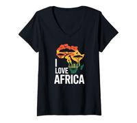 Donna Amo Africa Wildlife Savanna Pride Maglietta con Collo a V
