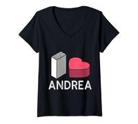 Donna Amo Andrea Nome Personalizzato Andrea Maglietta con Collo a V
