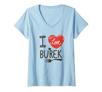 Donna Amo Burek Pita Cibo bosniaco Balcani Specialità Maglietta con Collo a V