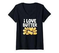 Donna Amo Butter Spread Joyful Cooking Maglietta con Collo a V