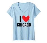 Donna Amo Chicago Illinois Deep Dish River Windy City 312 773 Maglietta con Collo a V
