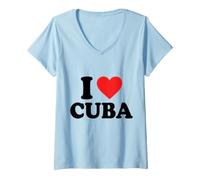 Donna Amo Cuba Maglietta con Collo a V