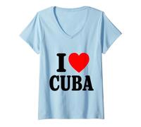 Donna Amo Cuba Maglietta con Collo a V