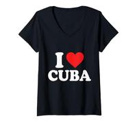 Donna Amo Cuba Maglietta con Collo a V
