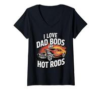 Donna Amo Dad Bod e Hot Rods | Hot Rod Car Lover Muscle Car Maglietta con Collo a V