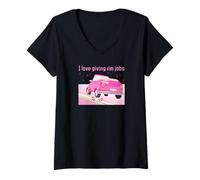 Donna Amo Dare Rim Jobs Divertente Inappropriato Adulto Humor Pun Maglietta con Collo a V