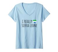 Donna Amo Davvero la Sierra Leone Maglietta con Collo a V