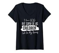 Donna Amo Dio MA Alcuni dei Suoi Figli Mi Infastidiscono Maglietta con Collo a V