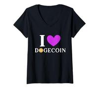 Donna Amo Dogecoin Criptovaluta Doge Crypto Maglietta con Collo a V
