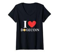 Donna Amo Dogecoin Criptovaluta Doge Crypto Maglietta con Collo a V
