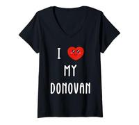 Donna Amo Donovan Nome Divertente Maglietta con Collo a V