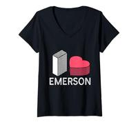 Donna Amo Emerson Nome Personalizzato Emerson Maglietta con Collo a V