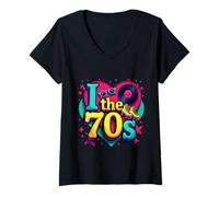 Donna Amo Gli Anni '70, Rullo a Cassette, Stile retrò, Nostalgia Vibes Maglietta con Collo a V