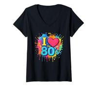 Donna Amo Gli Anni '80 Old School Fun Times Retro Throwback Maglietta con Collo a V