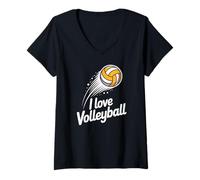 Donna Amo gli appassionati di pallavolo Passione sportiva Maglietta con Collo a V