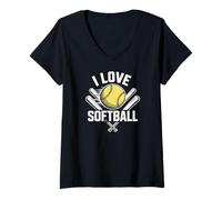 Donna Amo gli appassionati di softball amanti dello sport Maglietta con Collo a V