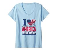 Donna Amo Gli Stati Uniti d'America La libertà è Profonda Maglietta con Collo a V