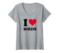 Donna Amo Gli Uccelli Maglietta con Collo a V