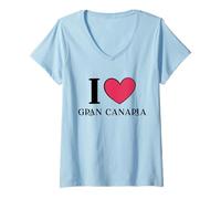 Donna Amo Gran Canaria Spagna Maglietta con Collo a V