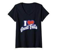 Donna Amo Great Falls Montana Maglietta con Collo a V