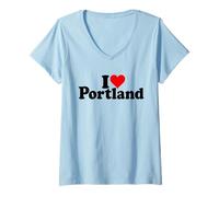 Donna Amo Heart Portland Oregon Maine Maglietta con Collo a V