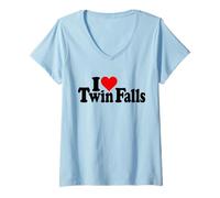Donna Amo Heart Twin Falls Idaho Maglietta con Collo a V