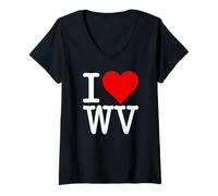 Donna Amo Heart West Virginia WV Maglietta con Collo a V