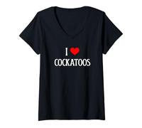 Donna Amo i cacatua I Heart Cockatoos Amante degli Uccelli Birdie Watcher Maglietta con Collo a V