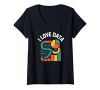 Donna Amo i Dati Grafico Binario Appassionato Maglietta con Collo a V