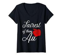 Donna Amo i Fan di Princ Snow Apple Magic Fairest of Them all Maglietta con Collo a V