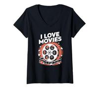 Donna Amo i film Cinema Passion Reel Maglietta con Collo a V